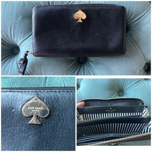 Kate Spade Large Zip Leather Black Wallet